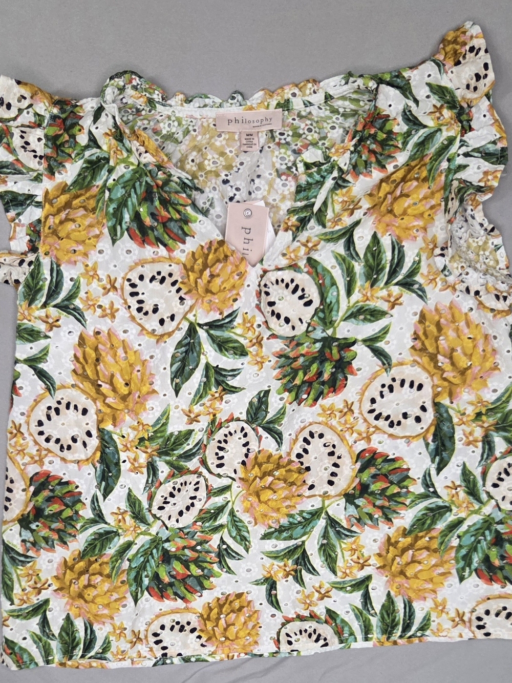Philosophy M Tropical Fruit Eyelet Ruffle Top